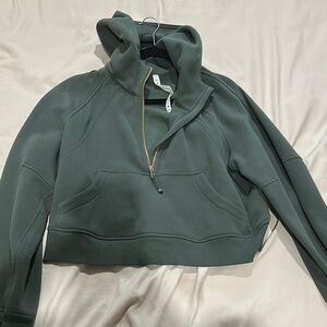 Lululemon Green Boxy Cropped Long Sleeve Hoodie